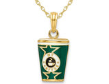 14K Yellow Gold Coffee Cup Charm Pendant Necklace with Chain